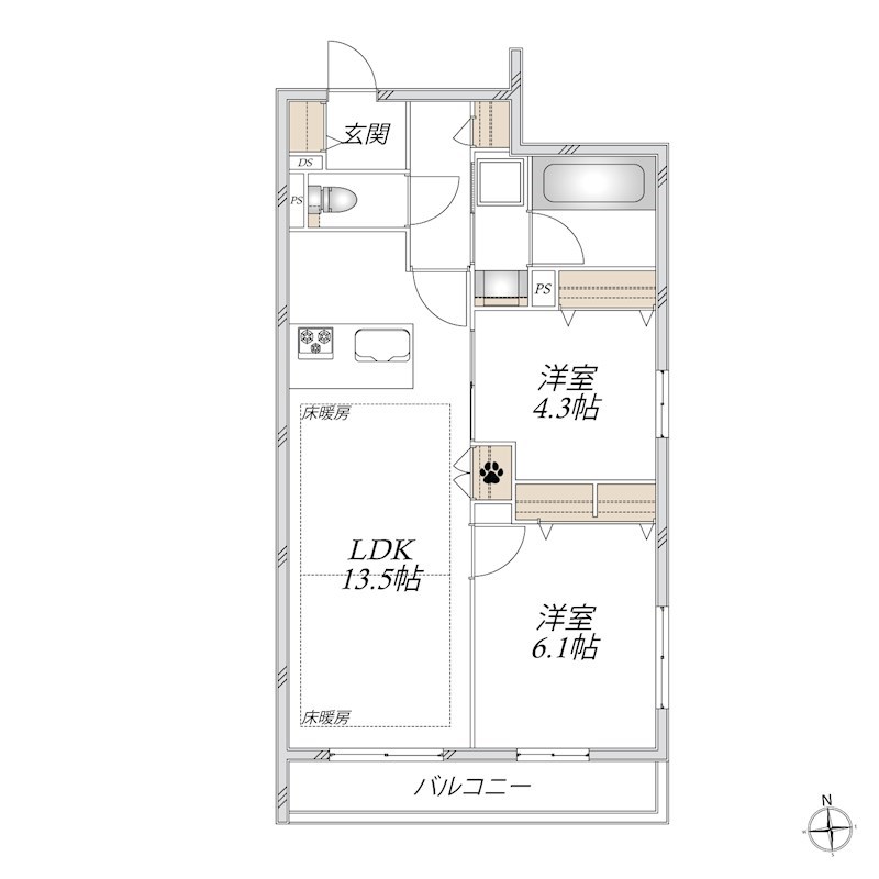 MYSA WEST（ミーサウエスト） 204号室 間取り