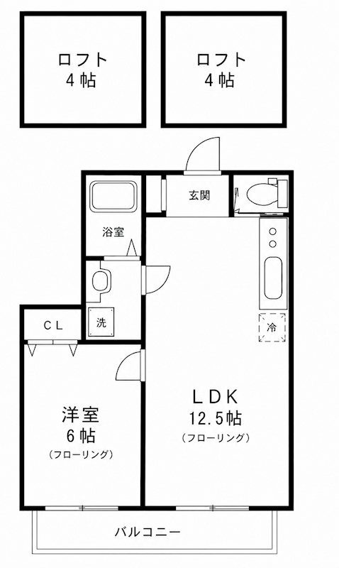 フラットハナタキ 2G号室 間取り