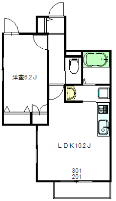 メゾンボーテ 201号室 間取り