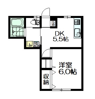 リバティハウス 1B号室 間取り
