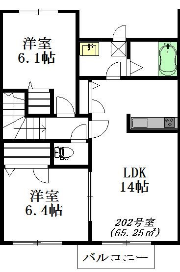 グレースシャトレ 202号室 間取り