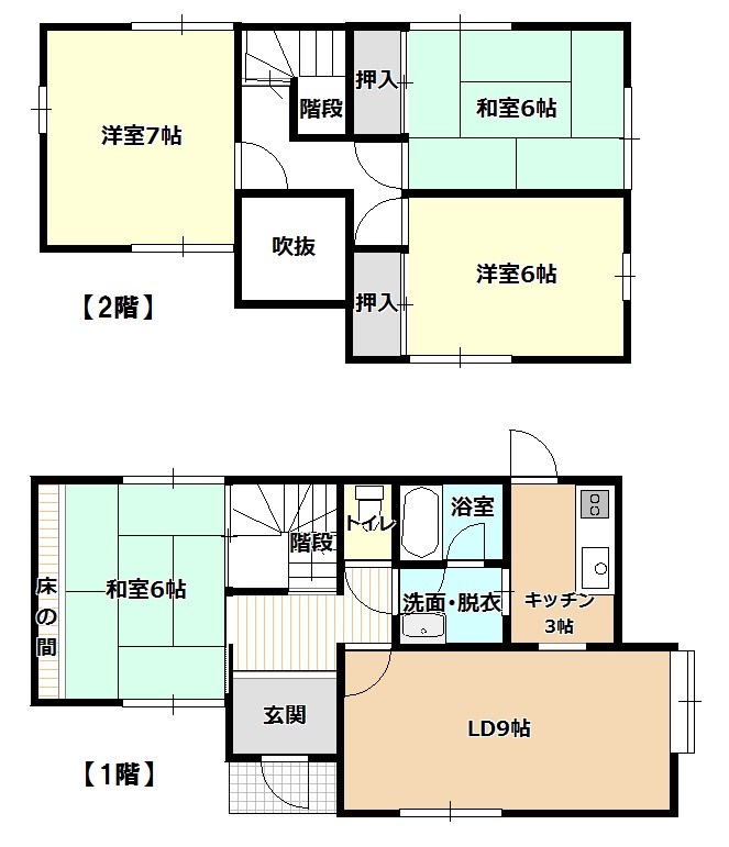 総社市清音柿木　４LDK借家 間取り