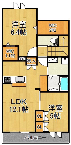 グランドゥール東台 202号室 間取り