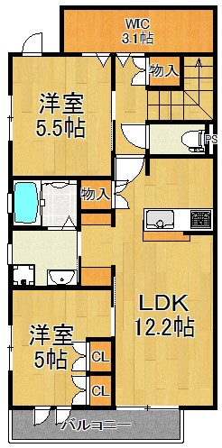 グランドゥール東台 205号室 間取り