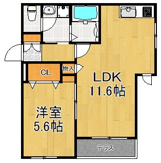 リヴェール 102号室 間取り