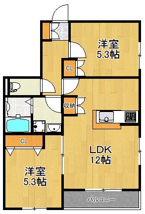 パインツリー 103号室 間取り