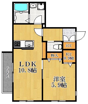 ウィステリア 102号室 間取り
