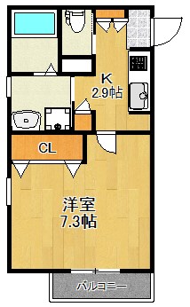 プランドール新城 102号室 間取り