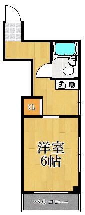 花月しろがねコーポ 2-B号室 間取り