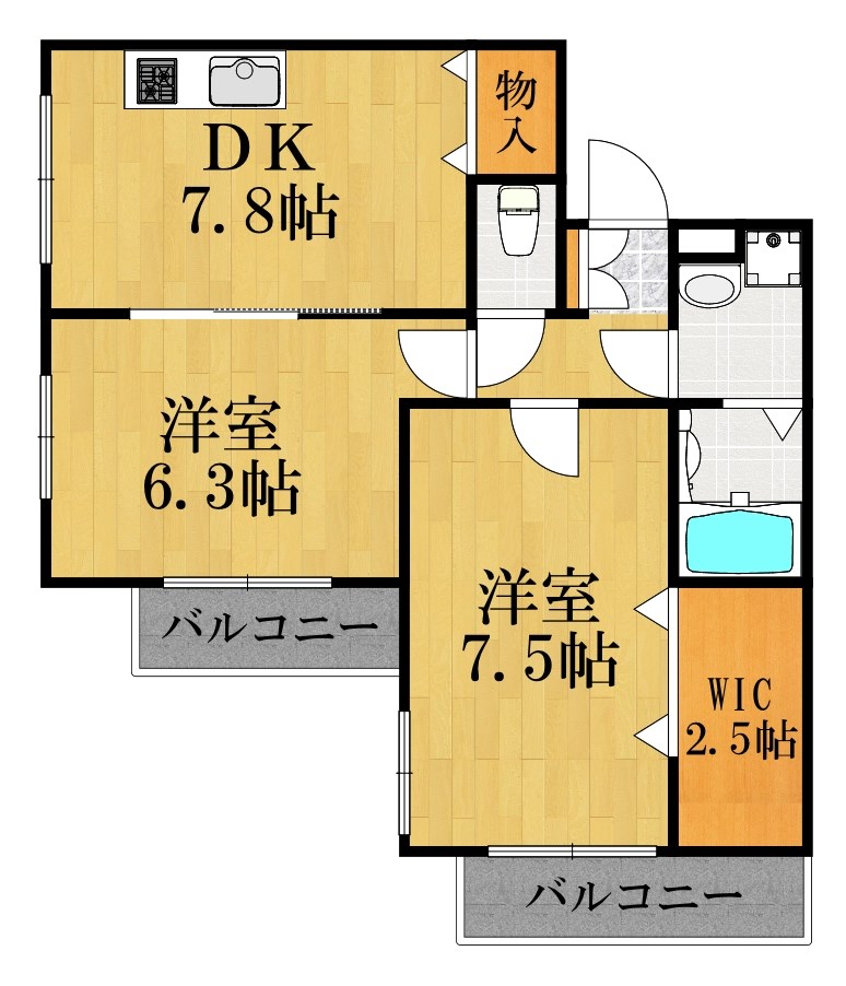 フロイデ 303号室 間取り