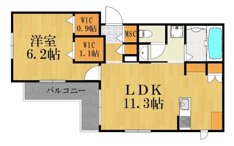 Le Reve 紺屋町 201号室 間取り