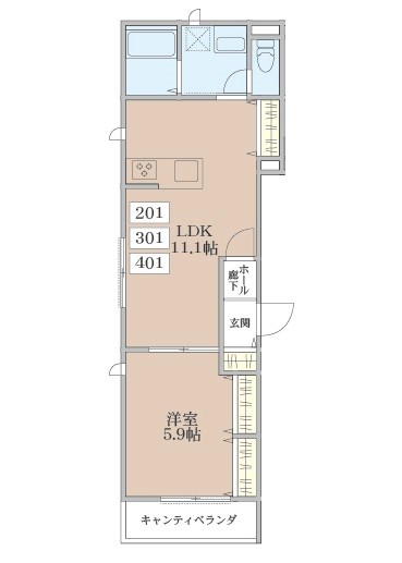 へーベルメゾン渡田向町 301号室 間取り