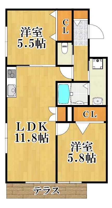 コージーコート 105号室 間取り