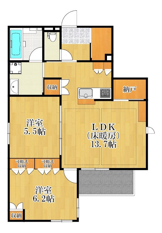 エミネンス観音 202号室 間取り