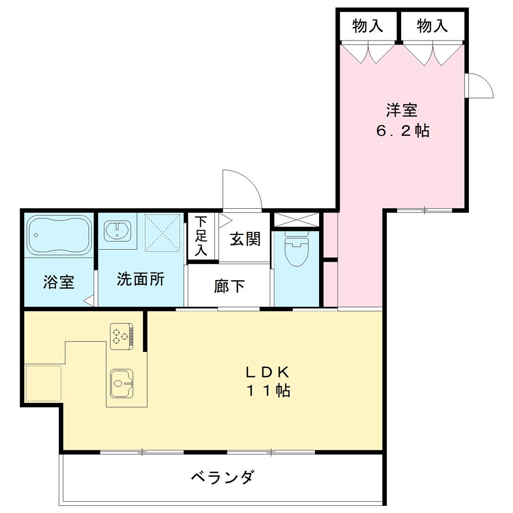 サンボヌール 202号室 間取り