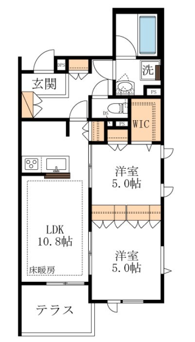 オロクレセール 101号室 間取り