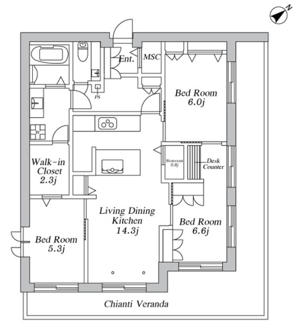 PRESTIGEA 501号室 間取り