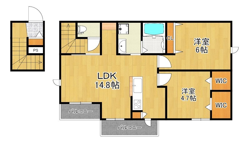 ヒルコート 201号室 間取り