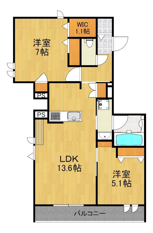 La　Gracieuse(ラ　グラシューズ) 201号室 間取り