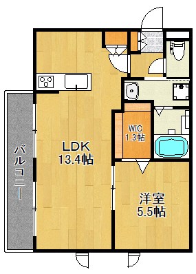 ツートンキューブ 201号室 間取り