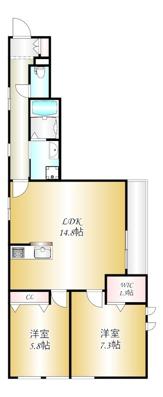 クエストコート 211号室 間取り