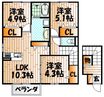 D-room上二十町 間取り