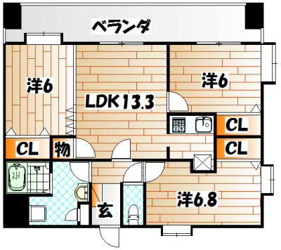 ニューリバー九工大駅前 間取り