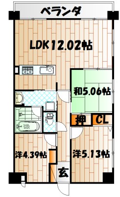ラフィーネ到津学園通り  間取り