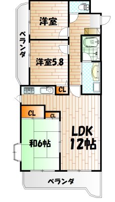 ライオンズマンション三萩野  間取り