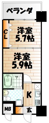 福岡県北九州市小倉北区黄金１丁目2-15 間取り