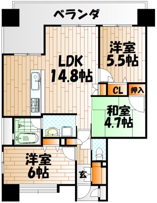 サンライフ小倉Ⅱ  間取り