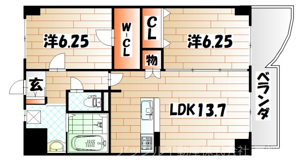 クルーズロワ天神  間取り