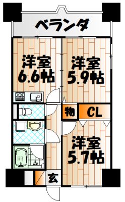ニューシティアパートメンツ南小倉Ⅱ 間取り