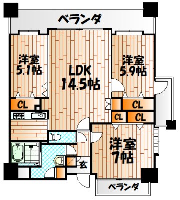 ニューサンリバー12番館 間取り
