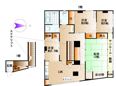 馬借賃貸2階 間取り
