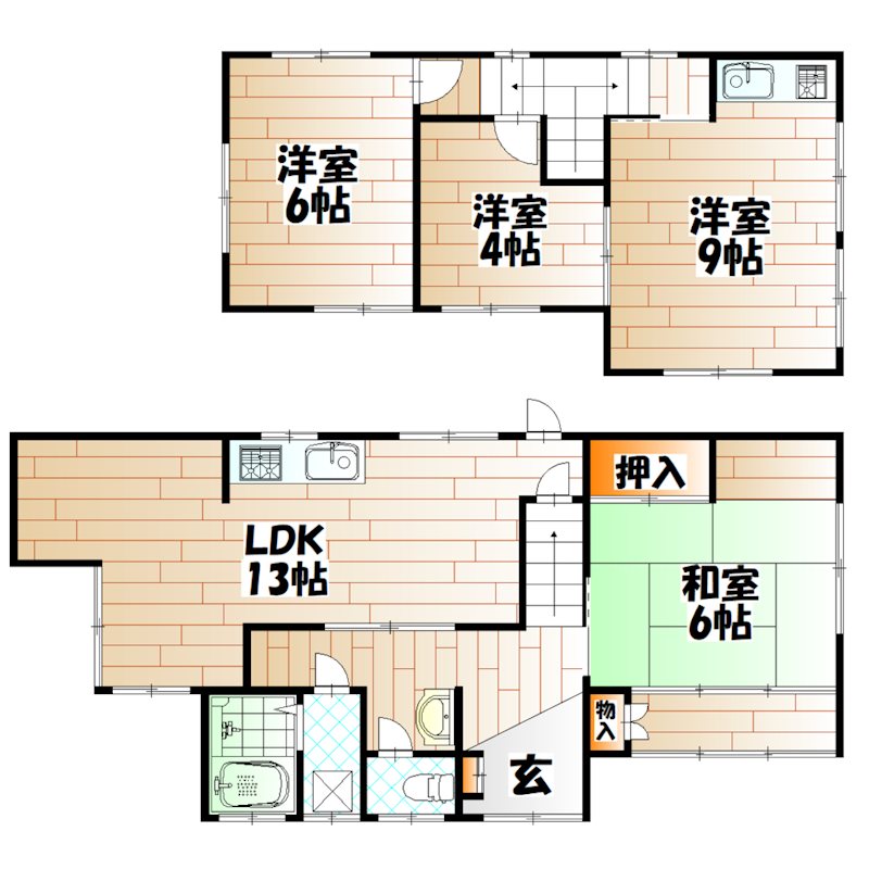 牧山2丁目貸家 間取り