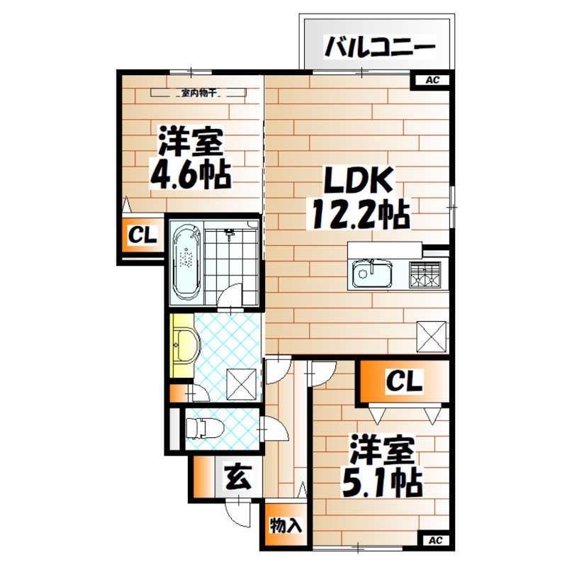 （仮称）D-ROOM下城野  間取り