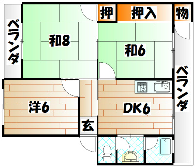 井堀南団地　3号棟 間取り
