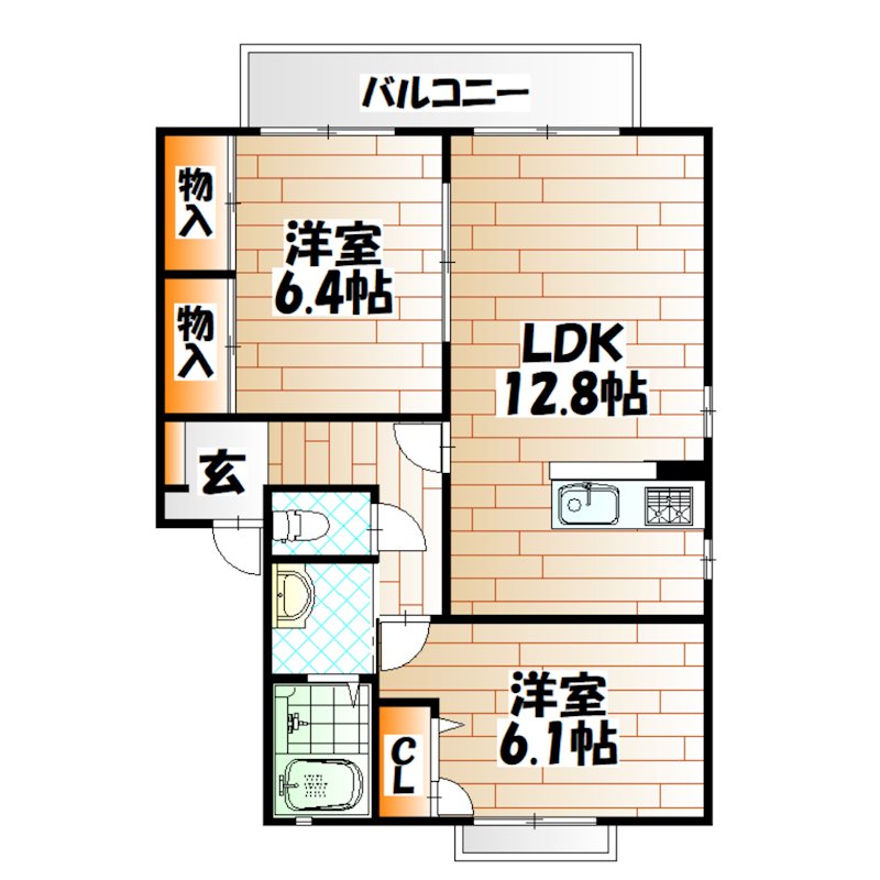 ユニゾン上富野B棟  間取り