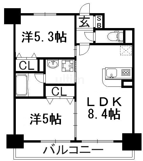 エステムプラザ京都聚楽第粋邸 間取り