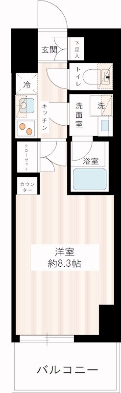 イアース西日暮里 0803号室 間取り