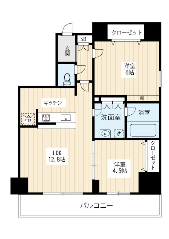 フュージョナル北綾瀬 0801号室 間取り