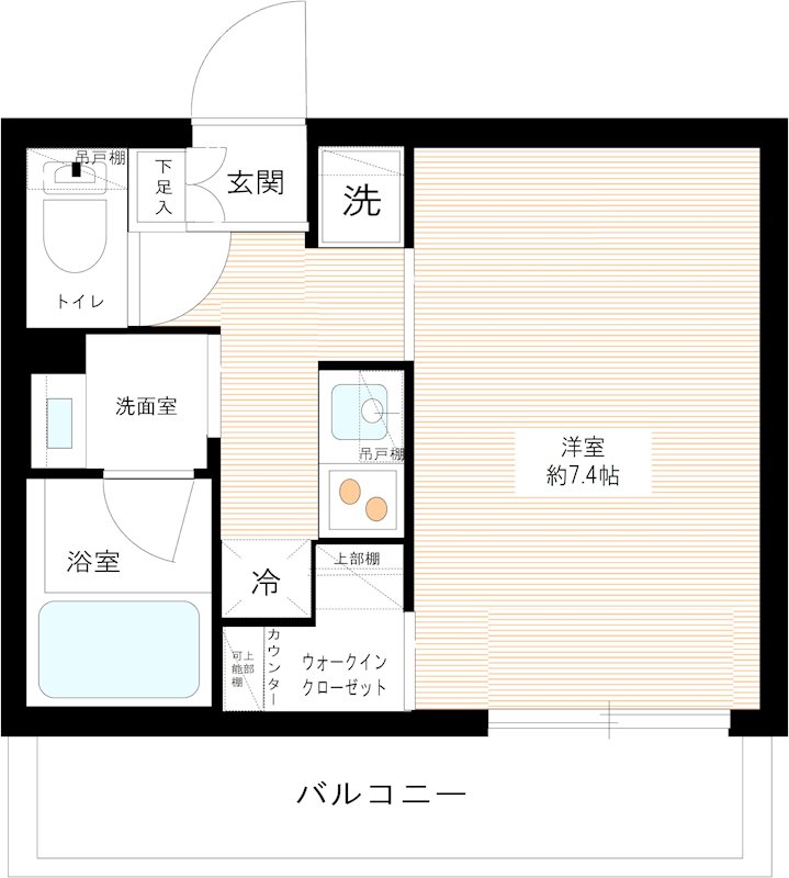 ＡＲＣＯＢＡＬＥＮＯ ＩＴＡＢＡＳＨＩＳＡＫＵＲＡＧＡＷＡ 0103号室 間取り