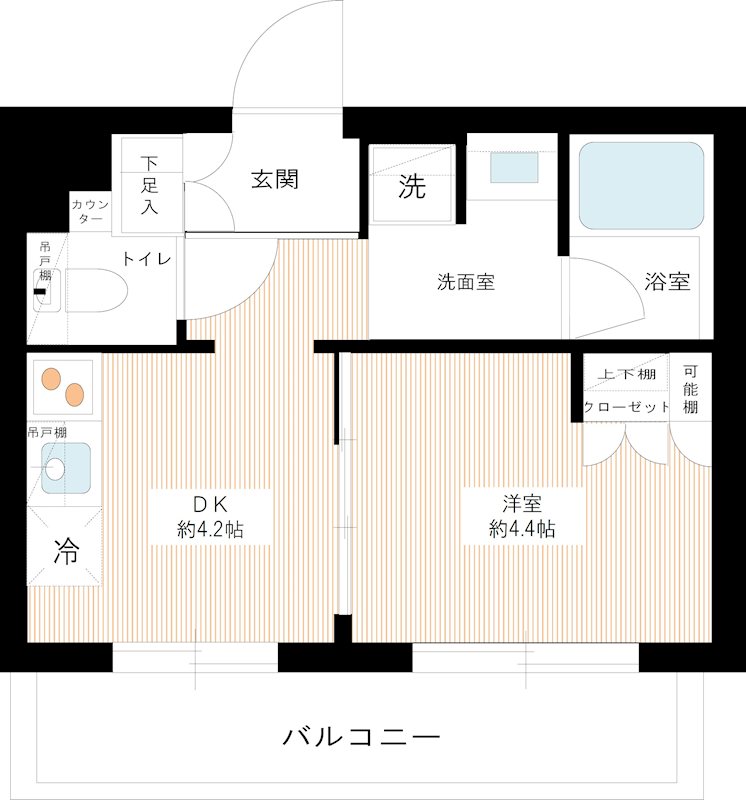 ＡＲＣＯＢＡＬＥＮＯ ＩＴＡＢＡＳＨＩＳＡＫＵＲＡＧＡＷＡ 0301号室 間取り