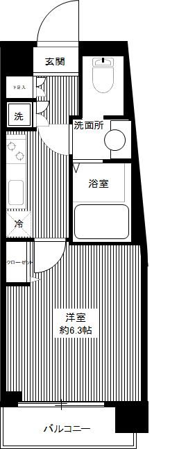 ＲＩＳＥ ＳＴＡＧＥ ＭＵＳＡＳＨＩ-ＫＯＧＡＮＥＩ 0403号室 間取り