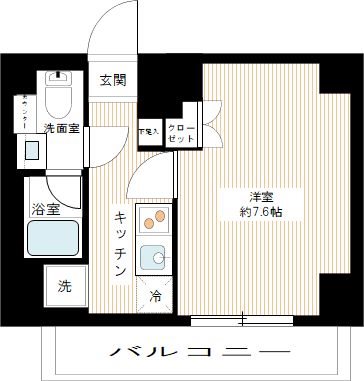 ＳＱＵＡＲＥ ＣＩＴＹ ＴＳＵＲＵＭＩ ＲＩＶＥＲＳＩＤＥ 0506号室 間取り