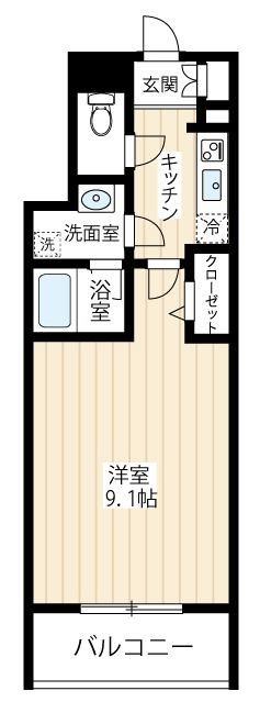 ＡＲＣＯＢＡＬＥＮＯ ＫＡＷＡＳＡＫＩＨＩＲＡＭＡ 0206号室 間取り
