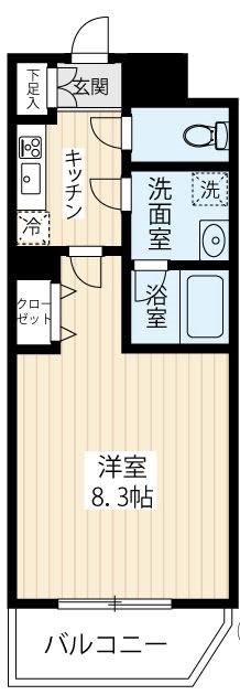 ＡＲＣＯＢＡＬＥＮＯ ＭＵＳＡＳＨＩＫＯＳＵＧＩⅡ 0201号室 間取り
