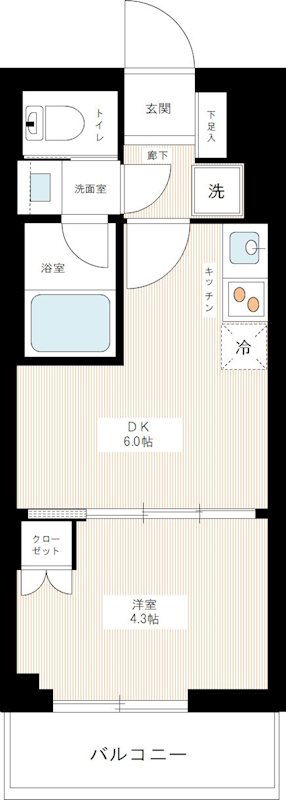 ハーモニーレジデンスクロスゲート 0106号室 間取り