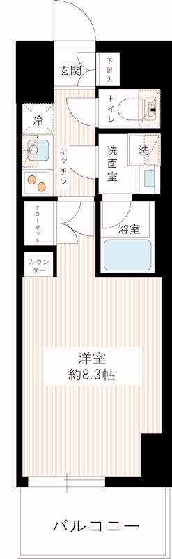 イアース西日暮里 0703号室 間取り